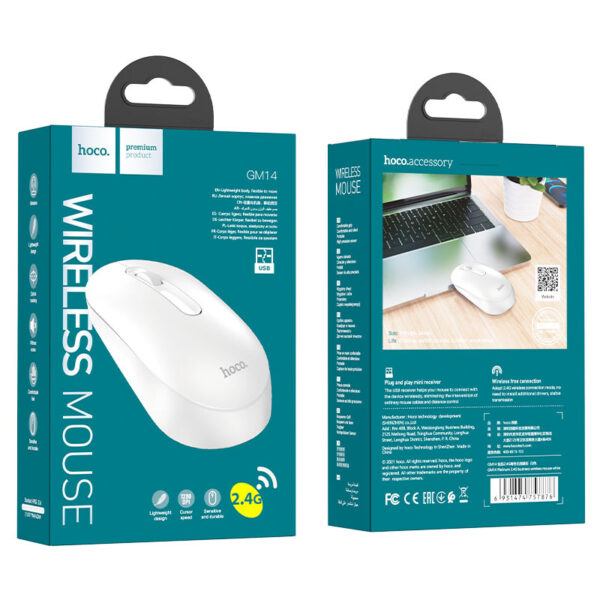 HOCO Wireless Mouse Platinum 2.4G GM14 White